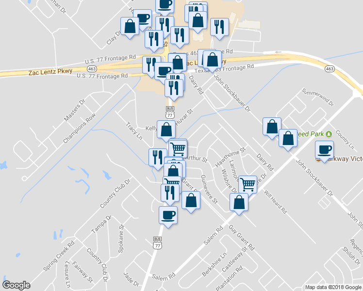 map of restaurants, bars, coffee shops, grocery stores, and more near 404 Buckingham Street in Victoria