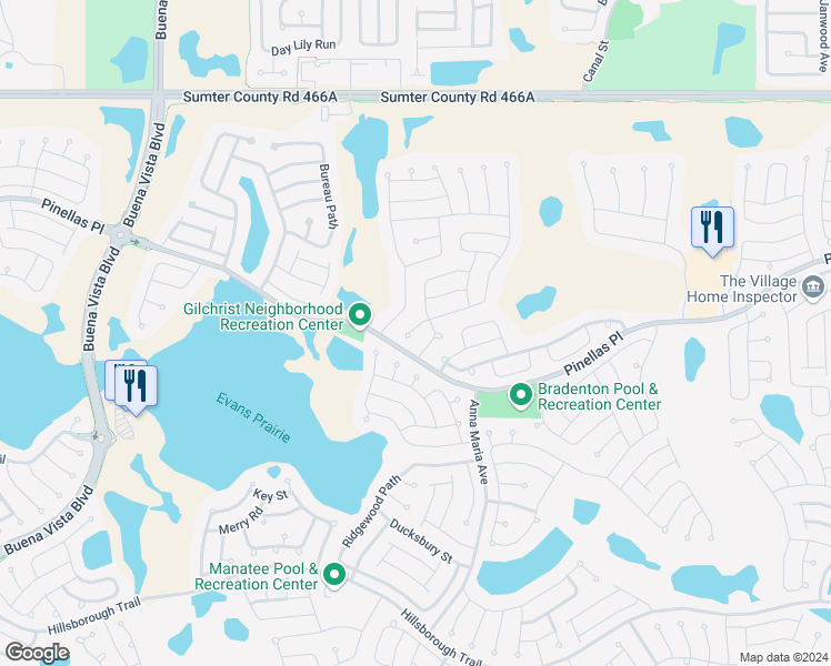 map of restaurants, bars, coffee shops, grocery stores, and more near 3139 Amherst Way in The Villages