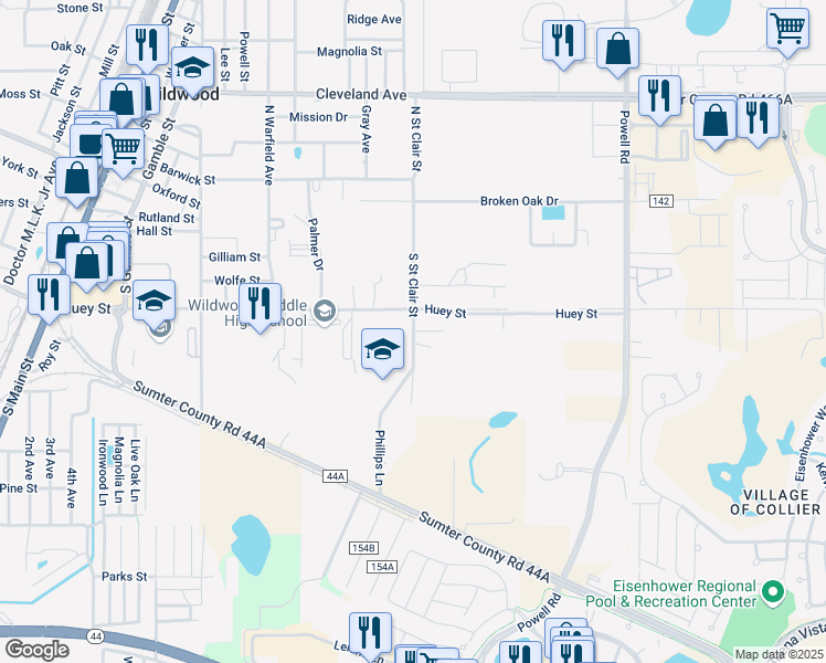 map of restaurants, bars, coffee shops, grocery stores, and more near 407 South Saint Clair Street in Wildwood