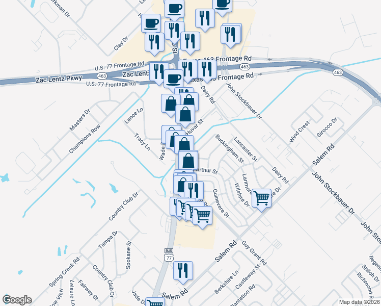 map of restaurants, bars, coffee shops, grocery stores, and more near 404 Buckingham Street in Victoria