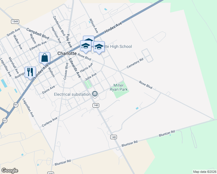 map of restaurants, bars, coffee shops, grocery stores, and more near 679 Corlena Avenue in Charlotte