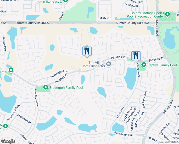 map of restaurants, bars, coffee shops, grocery stores, and more near 3210 Killington Loop in The Villages