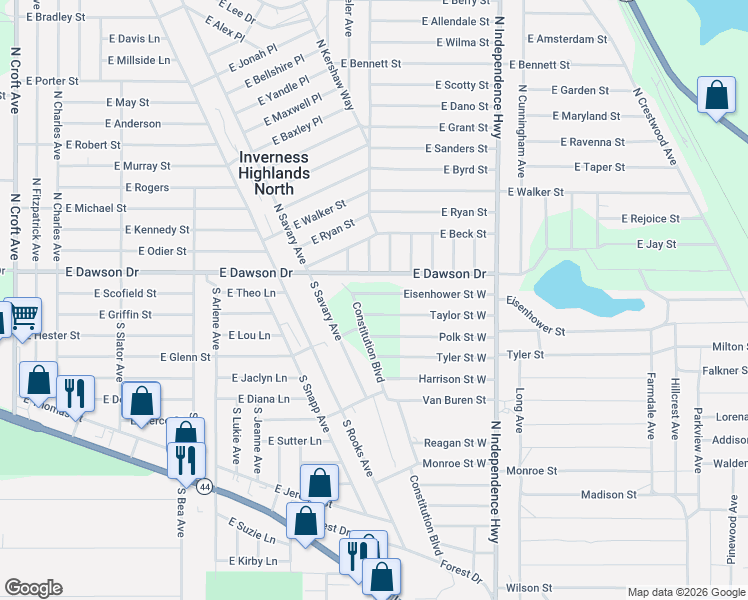 map of restaurants, bars, coffee shops, grocery stores, and more near 3017 Taylor Street West in Inverness