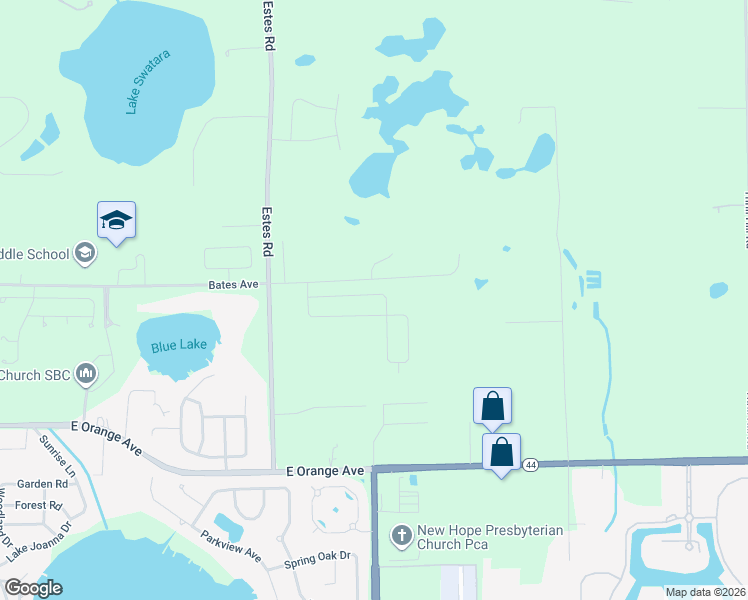 map of restaurants, bars, coffee shops, grocery stores, and more near 19530 Lake Lincoln Lane in Eustis