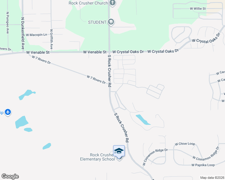 map of restaurants, bars, coffee shops, grocery stores, and more near 23 South Rock Crusher Road in Crystal River