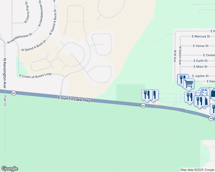 map of restaurants, bars, coffee shops, grocery stores, and more near 1724 East Gate Dancer Circle in Inverness