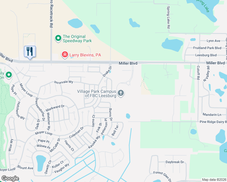 map of restaurants, bars, coffee shops, grocery stores, and more near 3081 Kramer Court in The Villages