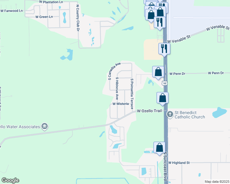 map of restaurants, bars, coffee shops, grocery stores, and more near 9168 West Poinciana Lane in Crystal River