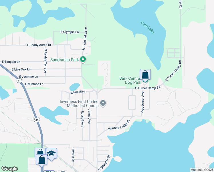 map of restaurants, bars, coffee shops, grocery stores, and more near 6003 East Turner Camp Road in Inverness