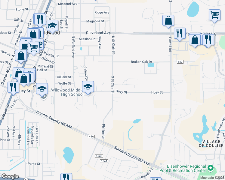 map of restaurants, bars, coffee shops, grocery stores, and more near 407 South Saint Clair Street in Wildwood