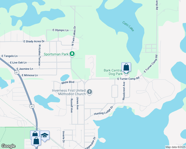 map of restaurants, bars, coffee shops, grocery stores, and more near 6003 East Turner Camp Road in Inverness