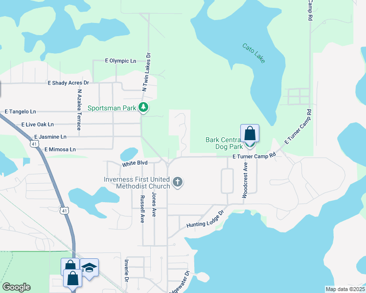 map of restaurants, bars, coffee shops, grocery stores, and more near 6003 East Turner Camp Road in Inverness