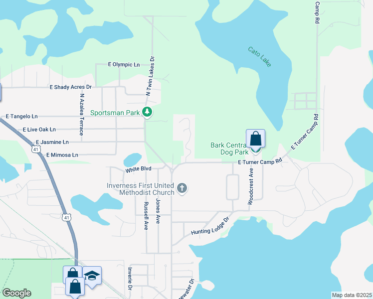 map of restaurants, bars, coffee shops, grocery stores, and more near 6003 East Turner Camp Road in Inverness