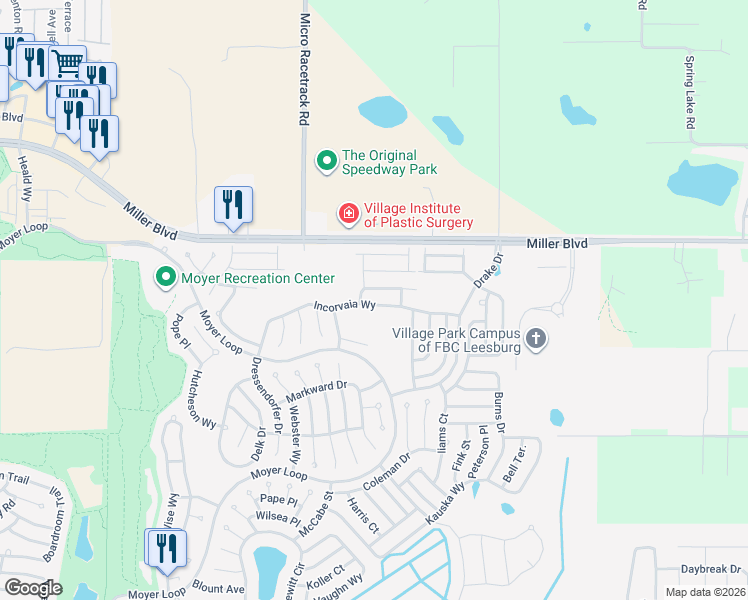map of restaurants, bars, coffee shops, grocery stores, and more near 885 Pisano Way in The Villages