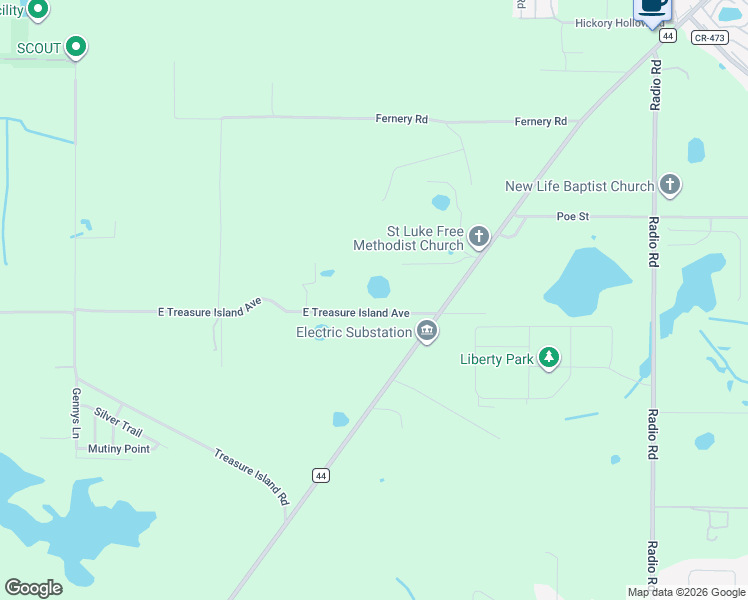 map of restaurants, bars, coffee shops, grocery stores, and more near 9239 East Treasure Island Avenue in Leesburg