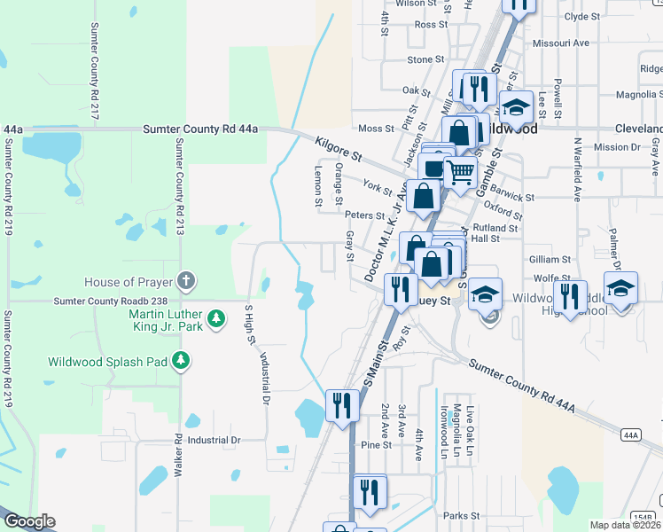 map of restaurants, bars, coffee shops, grocery stores, and more near 409 Lake Street in Wildwood