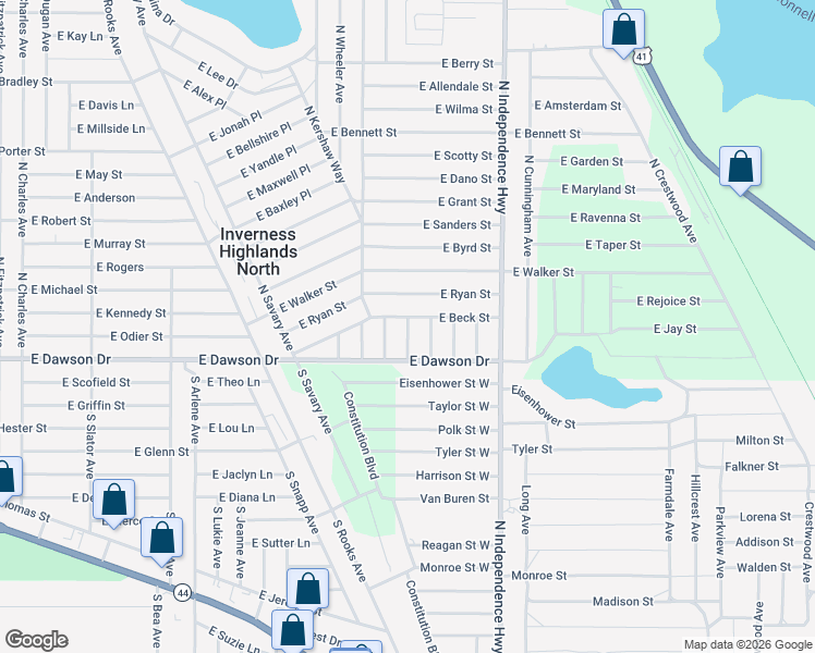 map of restaurants, bars, coffee shops, grocery stores, and more near 40 North Sheffield Terrace in Inverness