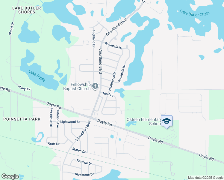 map of restaurants, bars, coffee shops, grocery stores, and more near 119 Heather Lane Drive in Deltona