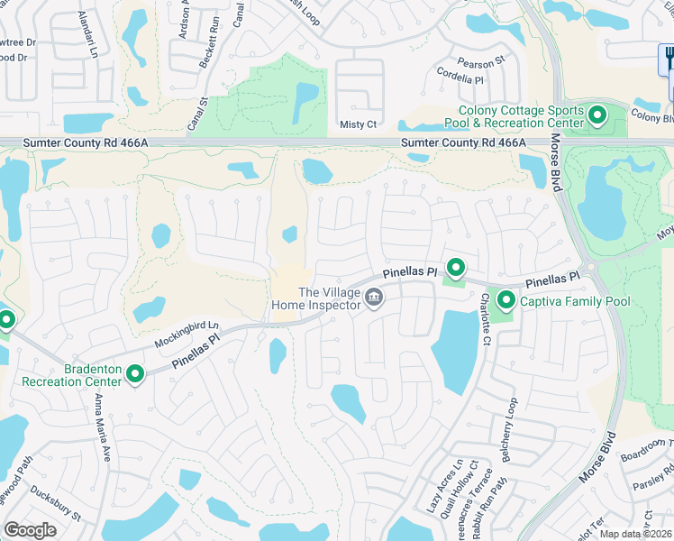 map of restaurants, bars, coffee shops, grocery stores, and more near 943 Vanilla Leaf Place in The Villages