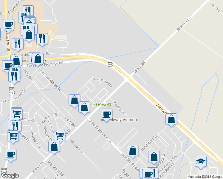 map of restaurants, bars, coffee shops, grocery stores, and more near 103 Summerwind Drive in Victoria