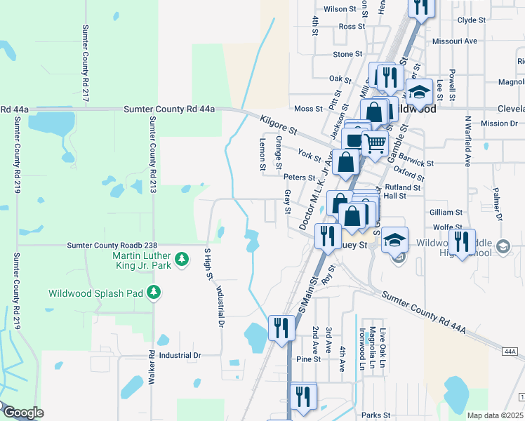 map of restaurants, bars, coffee shops, grocery stores, and more near 409 Lake Street in Wildwood