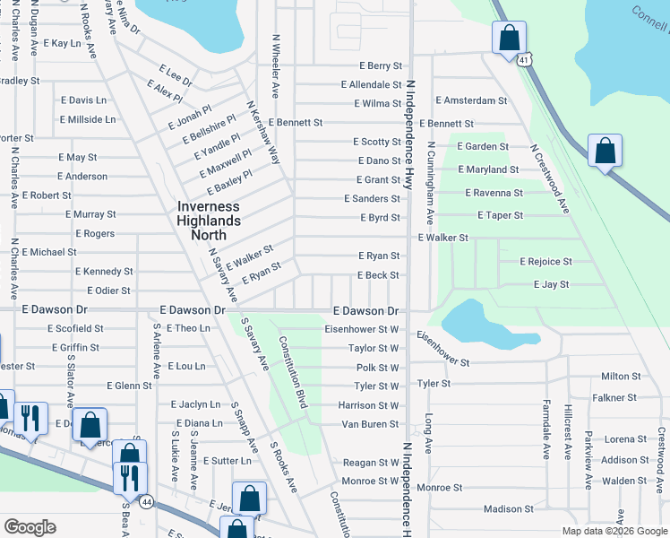 map of restaurants, bars, coffee shops, grocery stores, and more near 40 North Sheffield Terrace in Inverness