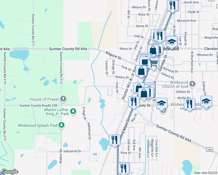 map of restaurants, bars, coffee shops, grocery stores, and more near 802 High Street in Wildwood