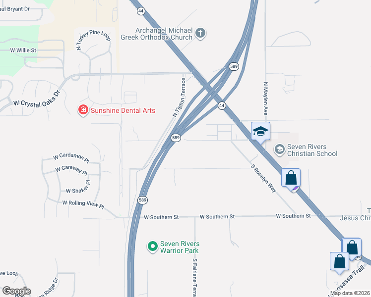 map of restaurants, bars, coffee shops, grocery stores, and more near 4701 West Sandy Hill Street in Lecanto