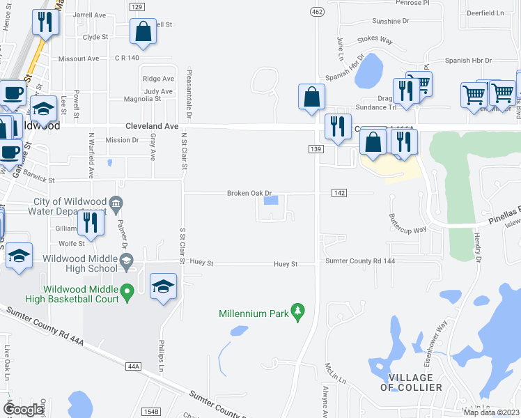 map of restaurants, bars, coffee shops, grocery stores, and more near 110 Woodlane Avenue in Wildwood