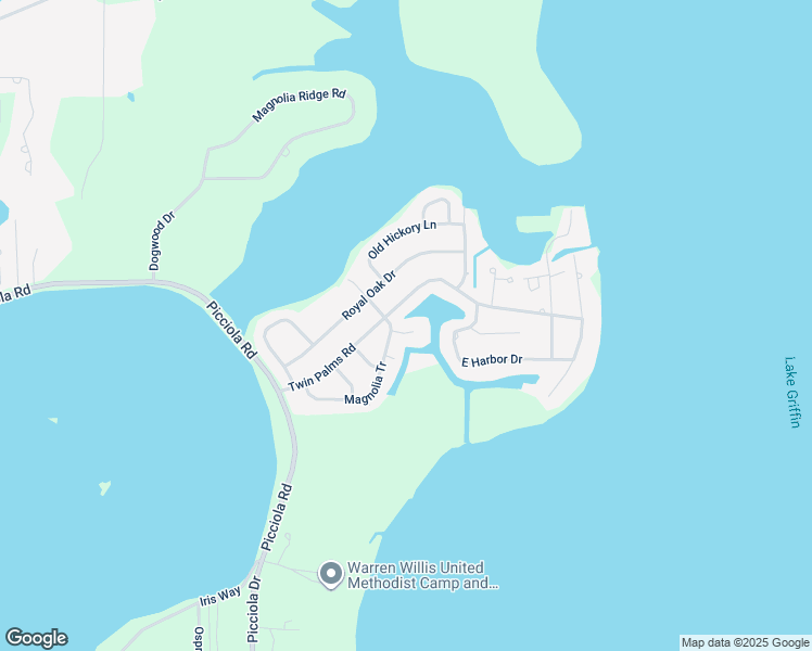 map of restaurants, bars, coffee shops, grocery stores, and more near 5330 Twin Palms Road in Fruitland Park