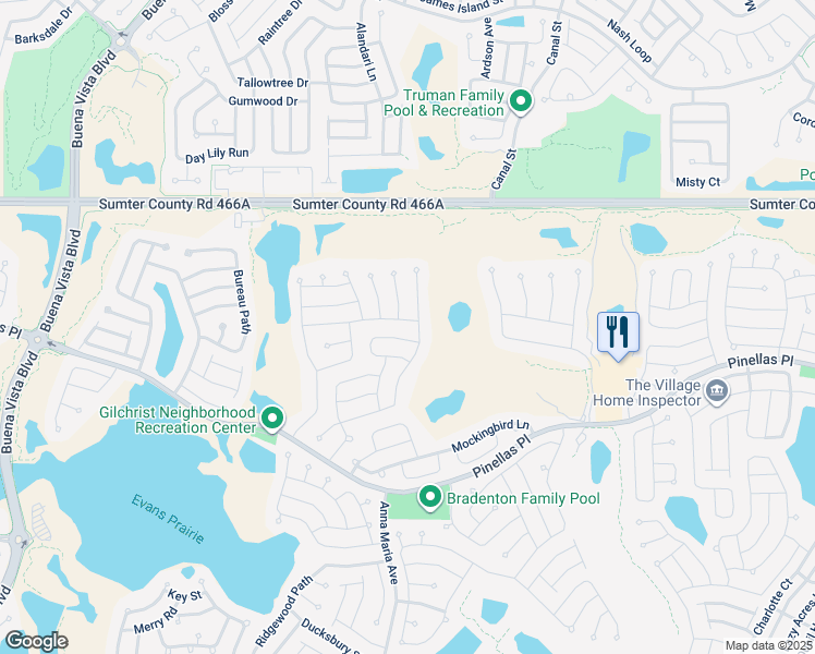 map of restaurants, bars, coffee shops, grocery stores, and more near 2975 Euclid Terrace in The Villages