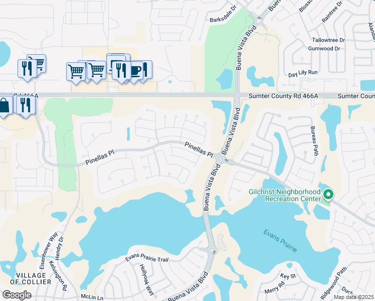 map of restaurants, bars, coffee shops, grocery stores, and more near Veranda Place in Wildwood