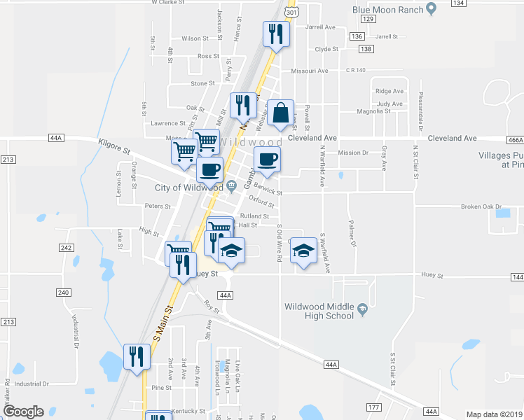 map of restaurants, bars, coffee shops, grocery stores, and more near 402 Oxford Street in Wildwood