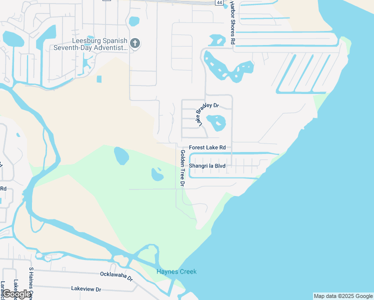 map of restaurants, bars, coffee shops, grocery stores, and more near 35038 Forest Lake Road in Leesburg