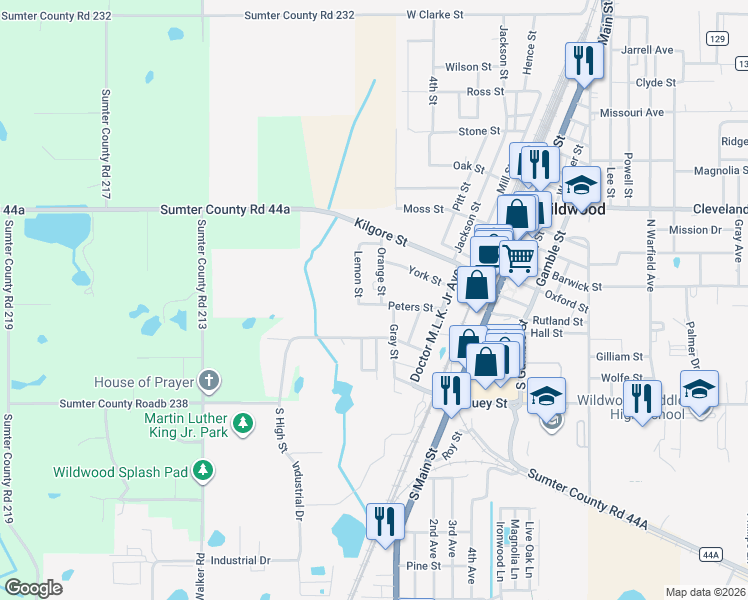 map of restaurants, bars, coffee shops, grocery stores, and more near 213 Orange Street in Wildwood