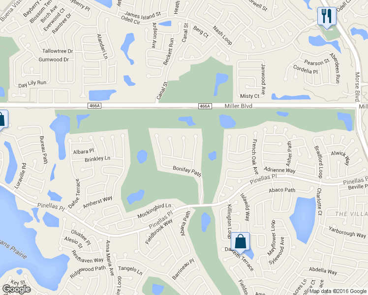 map of restaurants, bars, coffee shops, grocery stores, and more near Emory Avenue in Wildwood