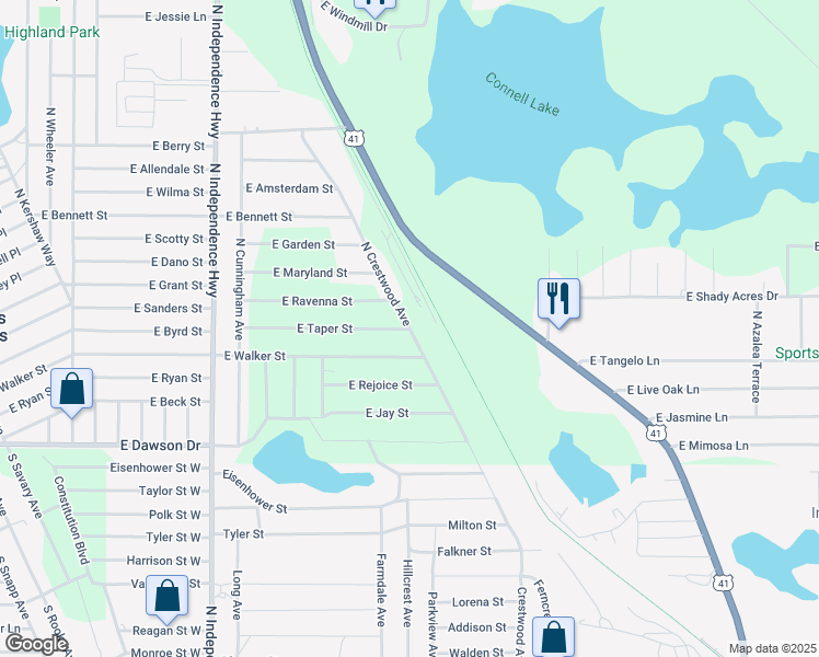 map of restaurants, bars, coffee shops, grocery stores, and more near 4599 East Taper Street in Inverness