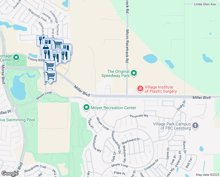 map of restaurants, bars, coffee shops, grocery stores, and more near 311 County Road 466A in Fruitland Park