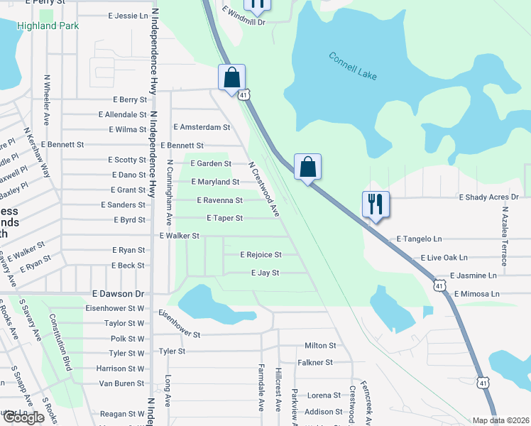 map of restaurants, bars, coffee shops, grocery stores, and more near 4599 East Taper Street in Inverness