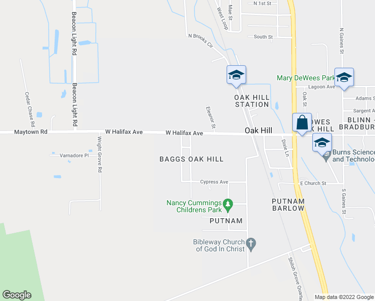 map of restaurants, bars, coffee shops, grocery stores, and more near 132 Nancy Street in Oak Hill