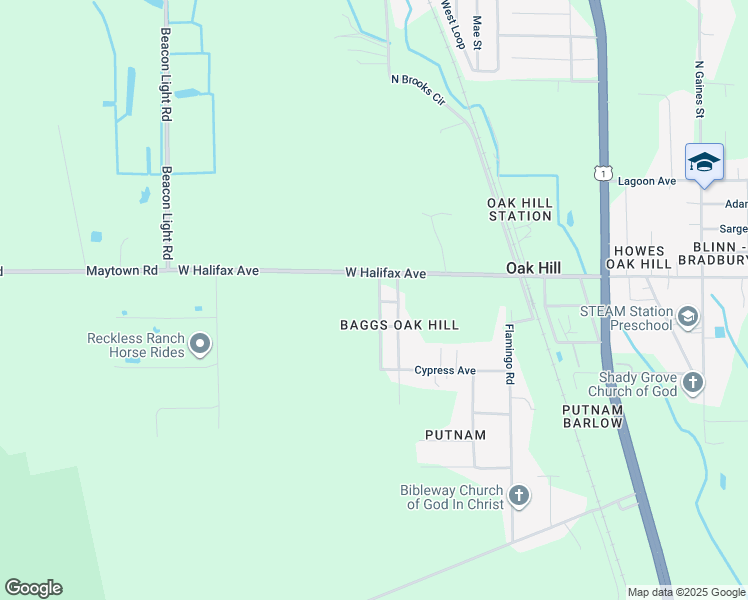 map of restaurants, bars, coffee shops, grocery stores, and more near 128 Wyatt Street in Oak Hill