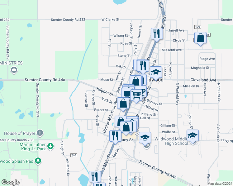 map of restaurants, bars, coffee shops, grocery stores, and more near 208 Jackson Street in Wildwood