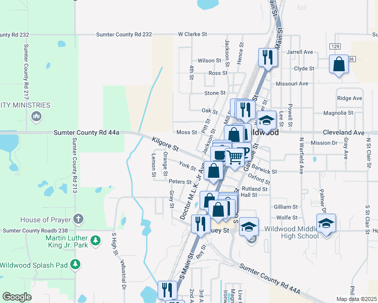map of restaurants, bars, coffee shops, grocery stores, and more near 507 Kilgore Street in Wildwood