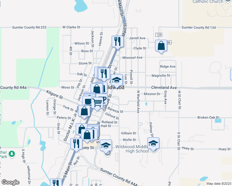 map of restaurants, bars, coffee shops, grocery stores, and more near 200 Cleveland Avenue in Wildwood