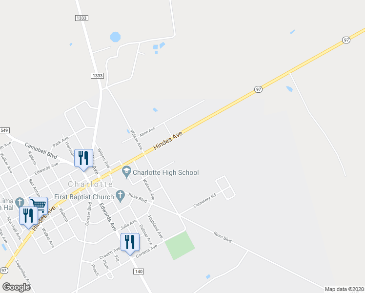 map of restaurants, bars, coffee shops, grocery stores, and more near 490 Hindes Avenue in Charlotte