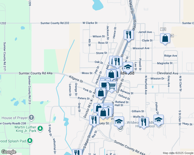 map of restaurants, bars, coffee shops, grocery stores, and more near 208 Jackson Street in Wildwood