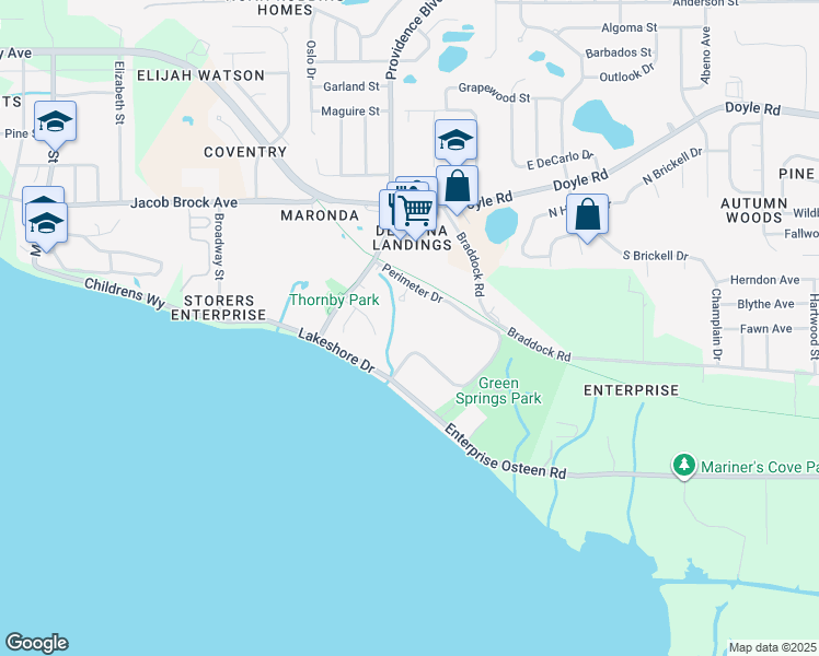 map of restaurants, bars, coffee shops, grocery stores, and more near 150 Wax Myrtle Woods Court in Deltona
