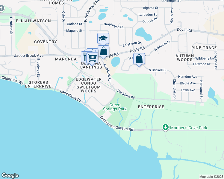 map of restaurants, bars, coffee shops, grocery stores, and more near 3 Jasmine Woods Court in Deltona