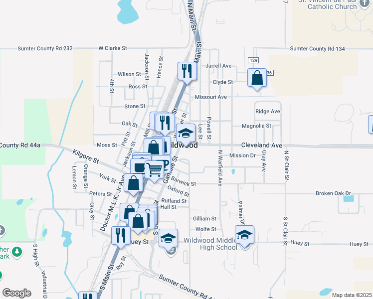 map of restaurants, bars, coffee shops, grocery stores, and more near 200 Cleveland Avenue in Wildwood