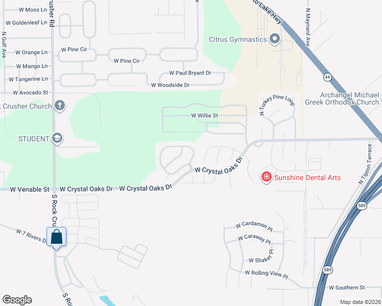 map of restaurants, bars, coffee shops, grocery stores, and more near 5553 West Hunters Ridge Circle in Lecanto